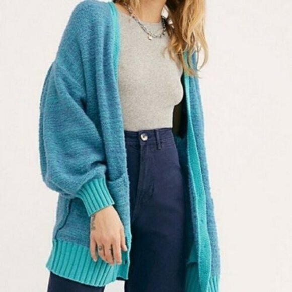 Free People Sweaters - Free People Snow Drop Cozy Cardigan Blue Nile S